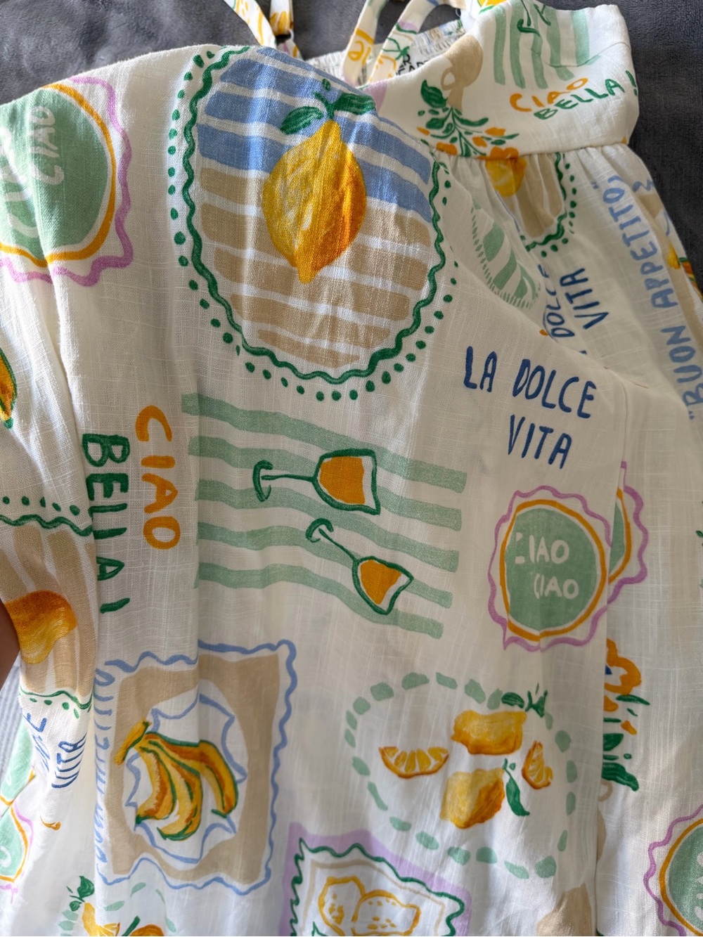 T.J.Maxx White Maxi Dress with Yellow Lemon Print - Picture 7 of 7